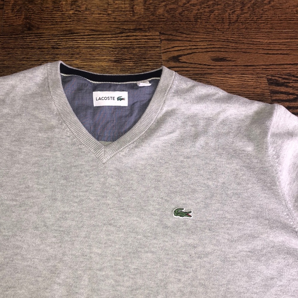 Men’s lactose gray V-neck sweater